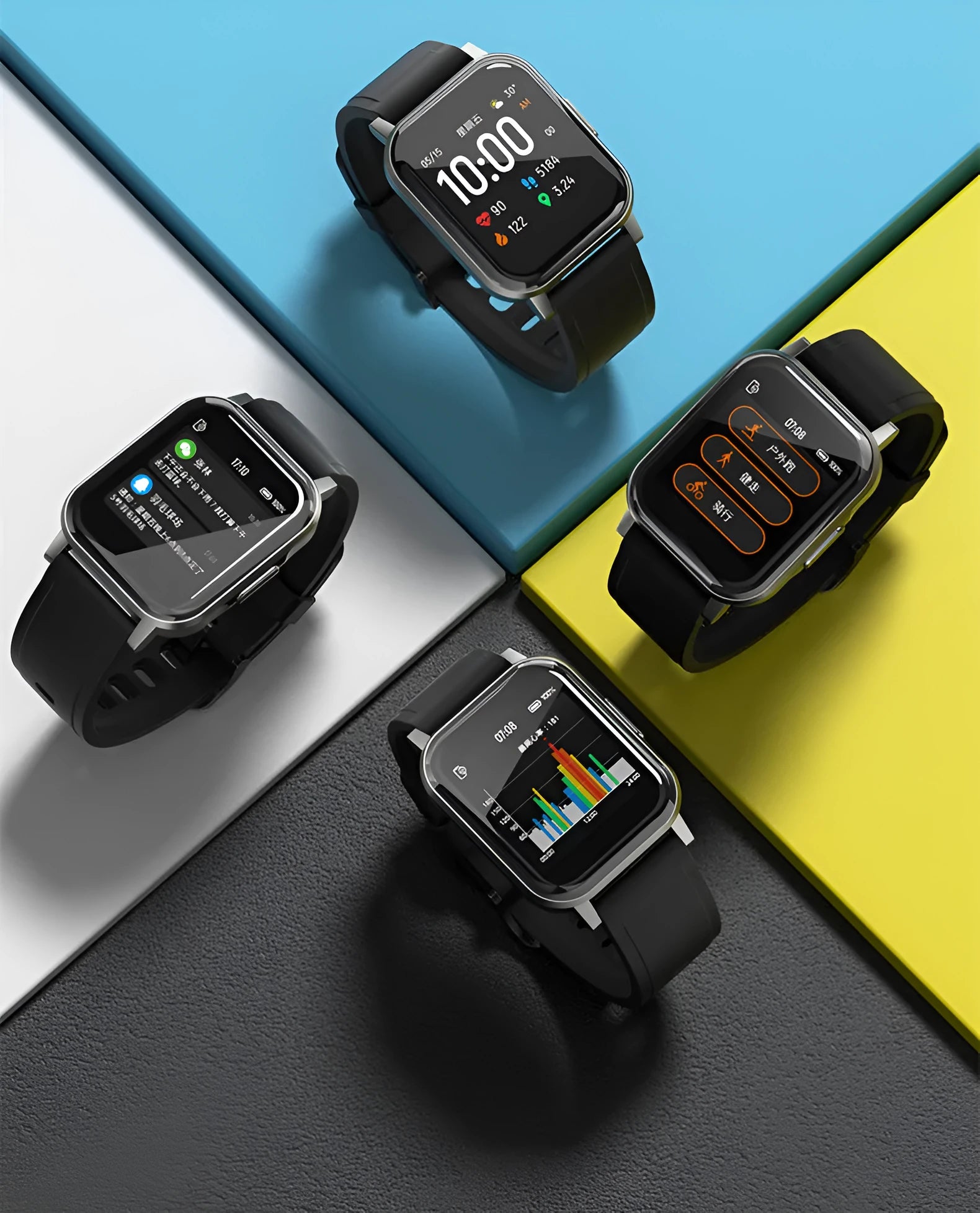 Black waterproof smart fitness bracelet with 1.4-inch screen on silicone wrist strap