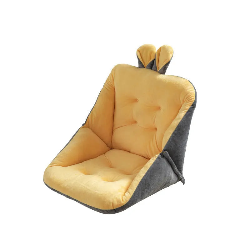 Plush square chair cushion with four holes, available in 40x40cm, 45x45cm, and 50x50cm sizes and seven solid colours