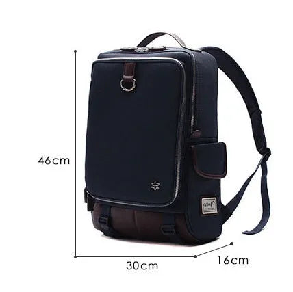 Modern Korean-style men's backpack in Oxford cloth showing large capacity and available colour options.