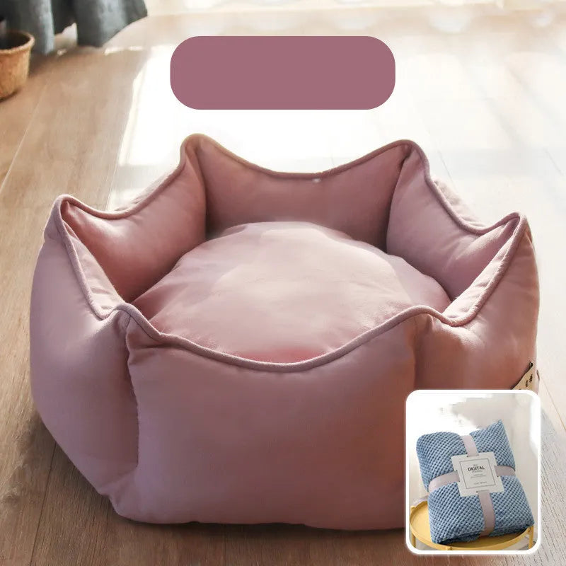 Warm cat litter cat bed removable washable princess house with cotton fill, mint green colour, for indoor cats up to 15 catties