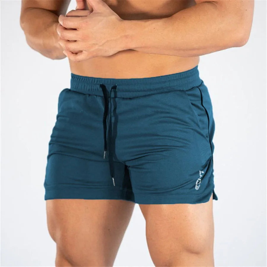 Men quick dry fitness bodybuilding shorts in black polyester blend side view