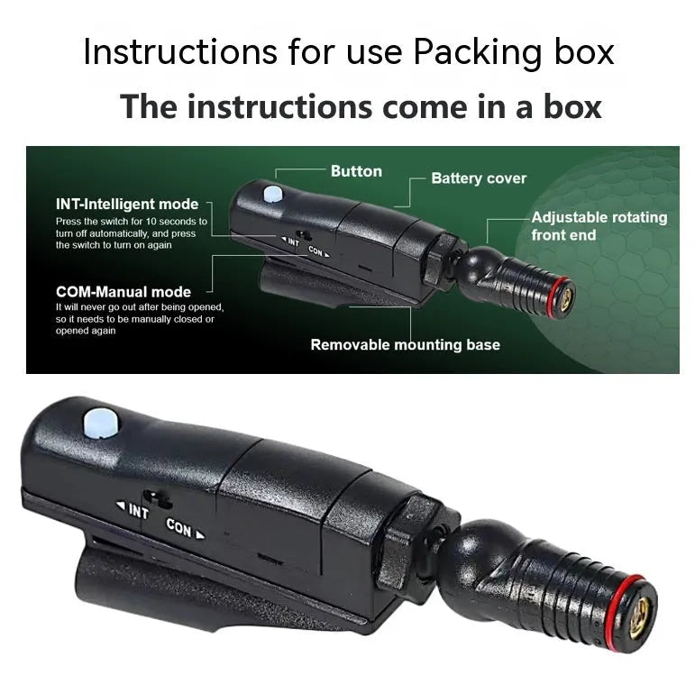 Golf putter laser aiming instrument showing laser projection for putting alignment practice