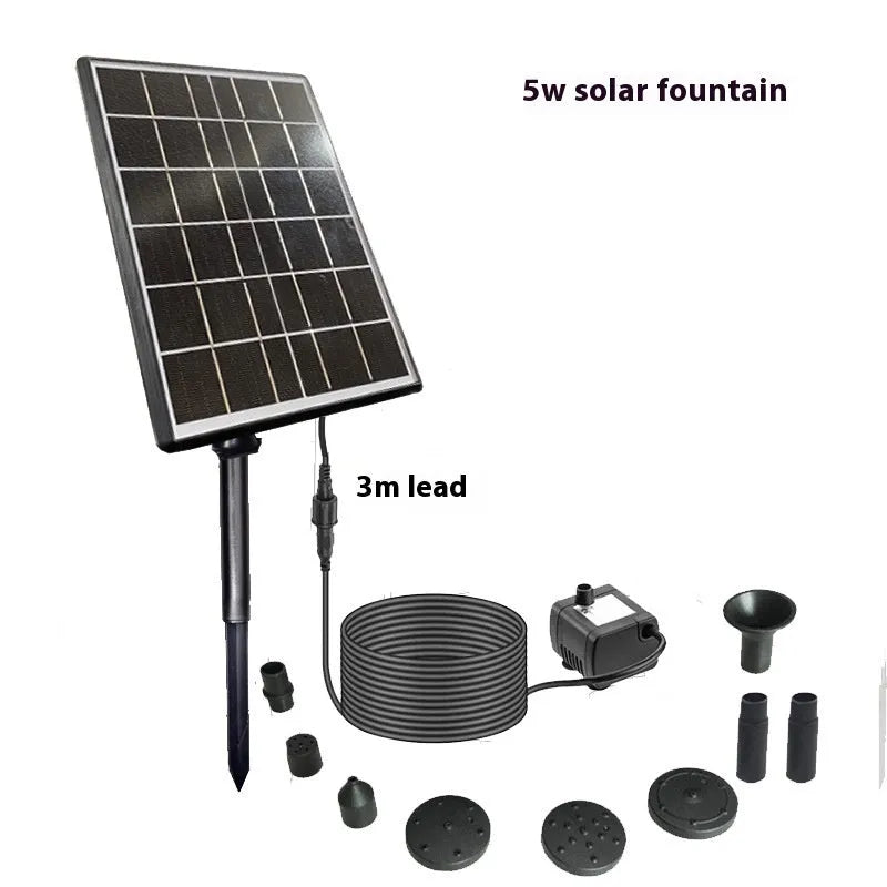 Solar fountain oxygen rockery floating on pond water with spray effect for bird bath