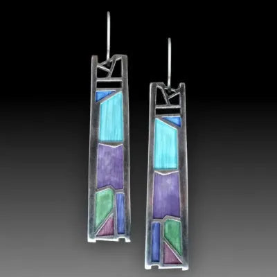 Silver colour irregular water drop shaped women's earrings with electroplated alloy construction