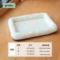 Summer cooling pet cat bed cushion ice pad in green, square shape, for dog or cat sleeping on floor