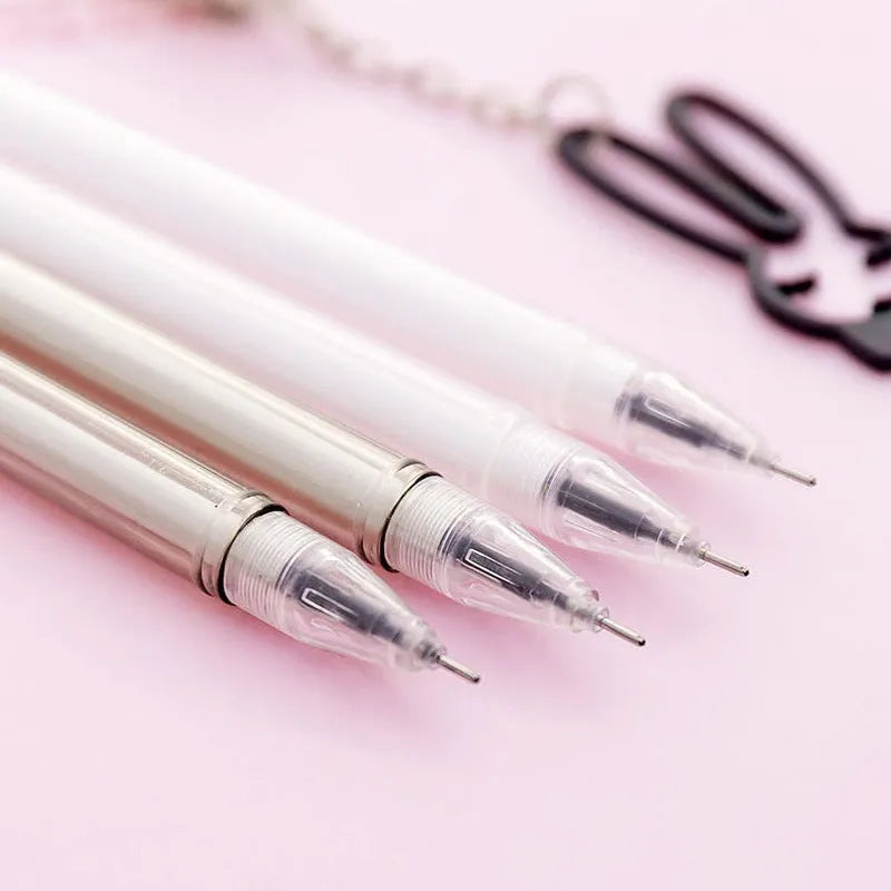 17cm gel pen with paper crane or rabbit pendant showing 0.38mm fine tip