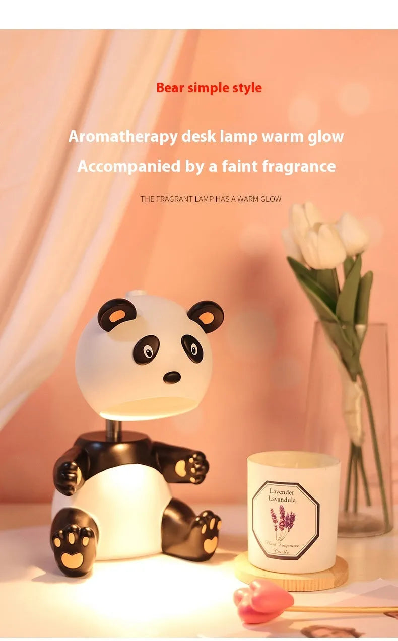 Panda-shaped aromatherapy wax melting table lamp with ambience light function, modern simplicity design, 220V