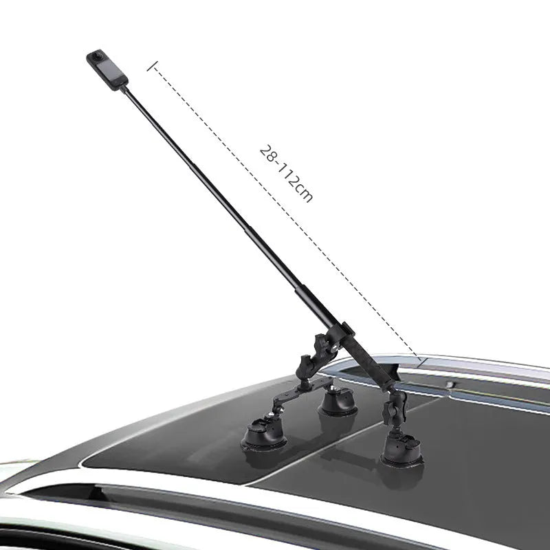 Insta360 panoramic camera suction cup fixed bracket with 1.2m extension rod for car roof mounting