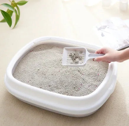 Deodorant semi-enclosed plastic cat litter box 40x33.5x12 cm in blue on floor