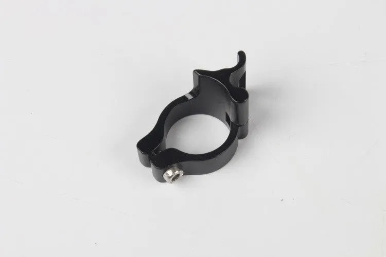 Black aluminium alloy vehicle clamp ring with 28.6mm diameter for steel frame mounting.