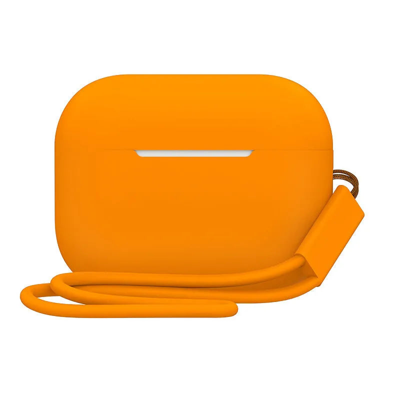 AirPods Pro 2 silicone protective case with lanyard in various solid colours showing precise fit and dimensions