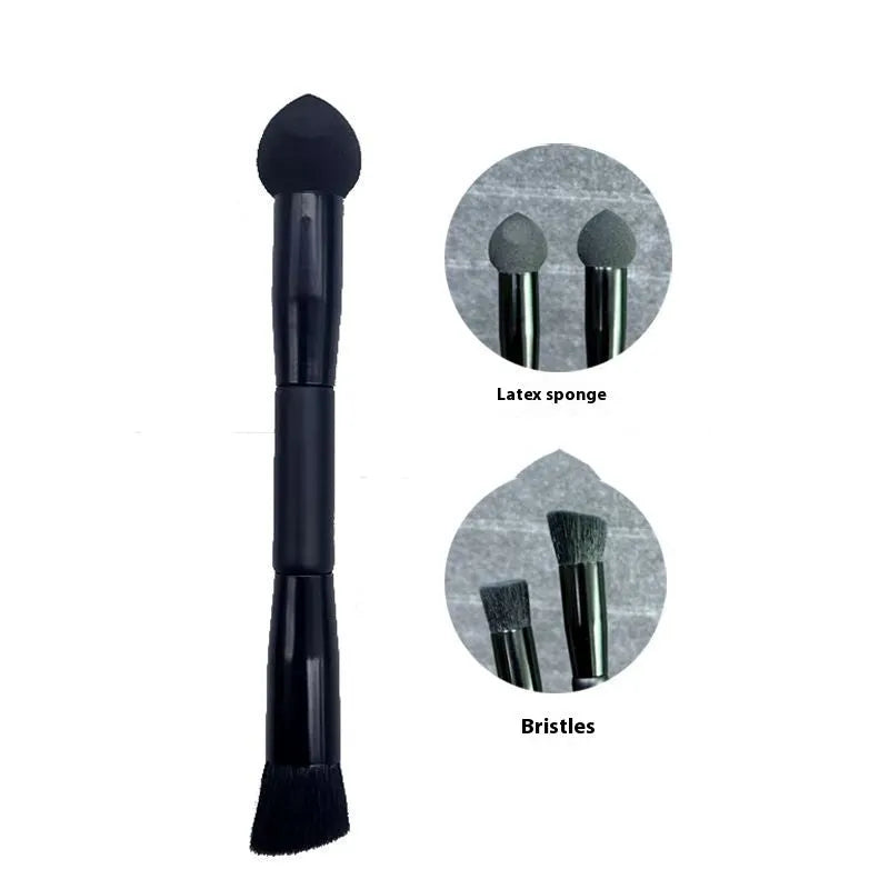 Concealer brush with triangular sponge head and wood handle for dark circles