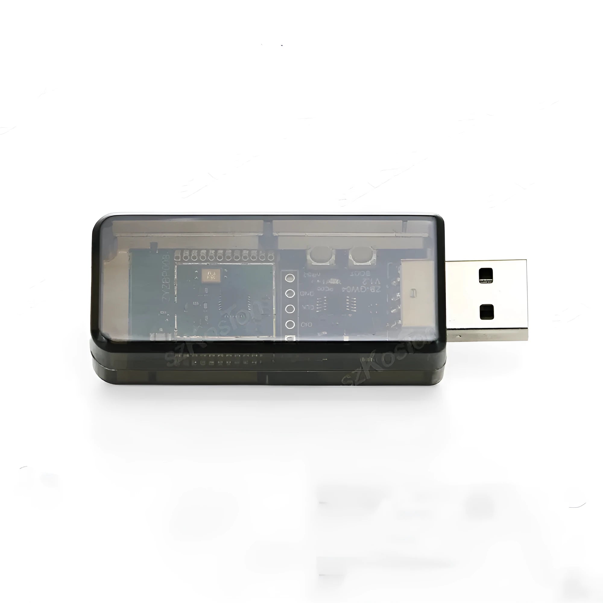 Silicon Labs EFR32MG21 Zigbee 3.0 USB dongle in plastic enclosure for Home Assistant.