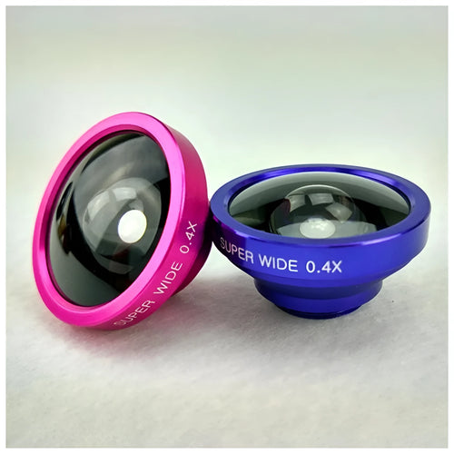 3-in-1 smartphone camera lens kit with fisheye, wide angle, and macro lenses in aluminium alloy housing