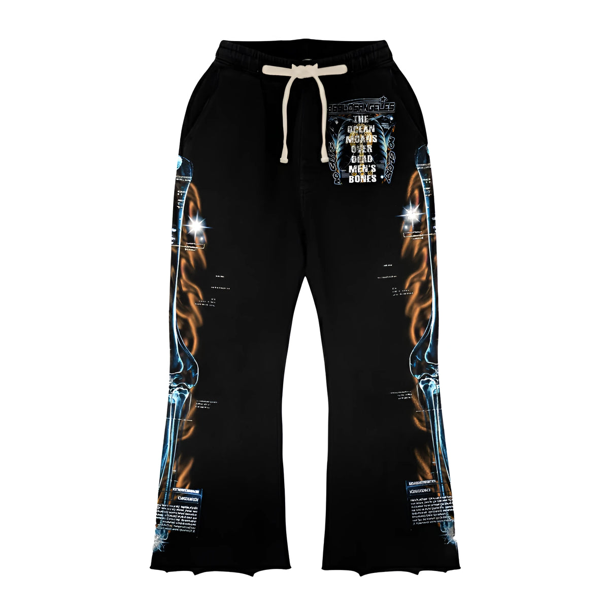 Ocean Over black unisex sweatpants with mid waist, available in sizes XXS to 5XL for sports and leisure.