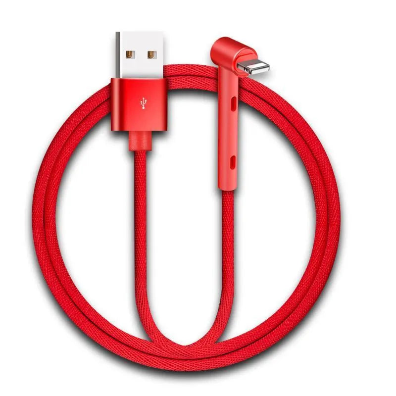 Creative Mobile Phone Elbow Charging Cable in black with angled connector for Apple devices