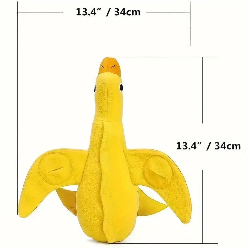 Yellow teddy dog toy with duck attachment and sound module for training and teeth stimulation
