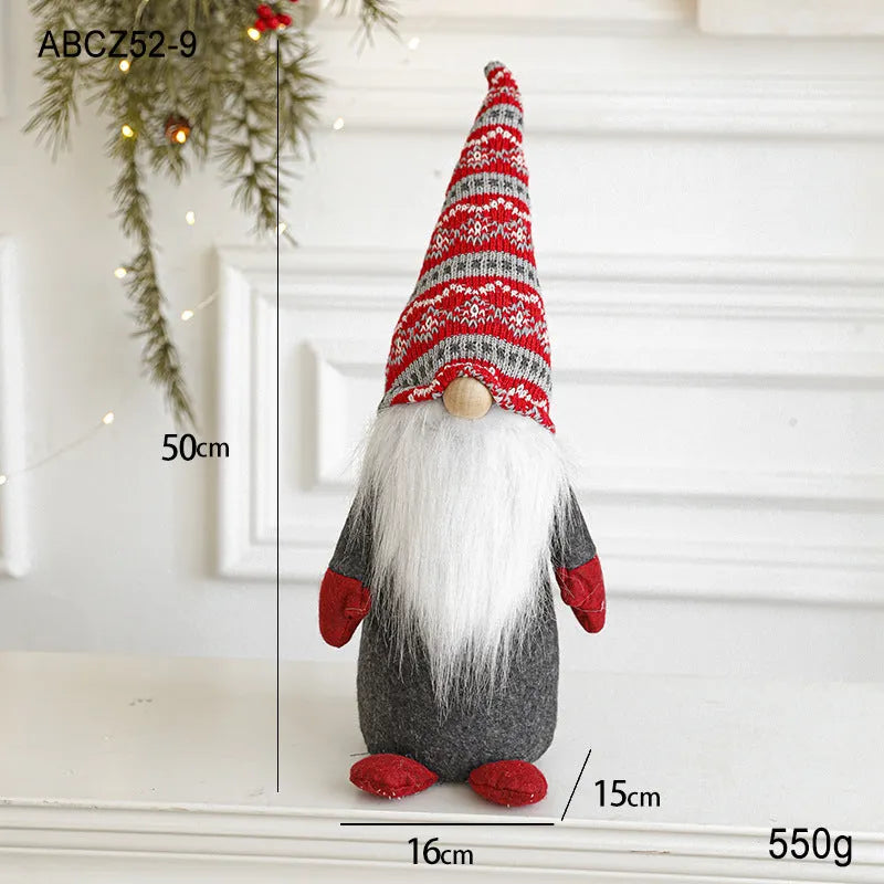 Cloth faceless doll Christmas ornament with Christmas Rudolf theme in grey or red, sizes 14cm to 50cm