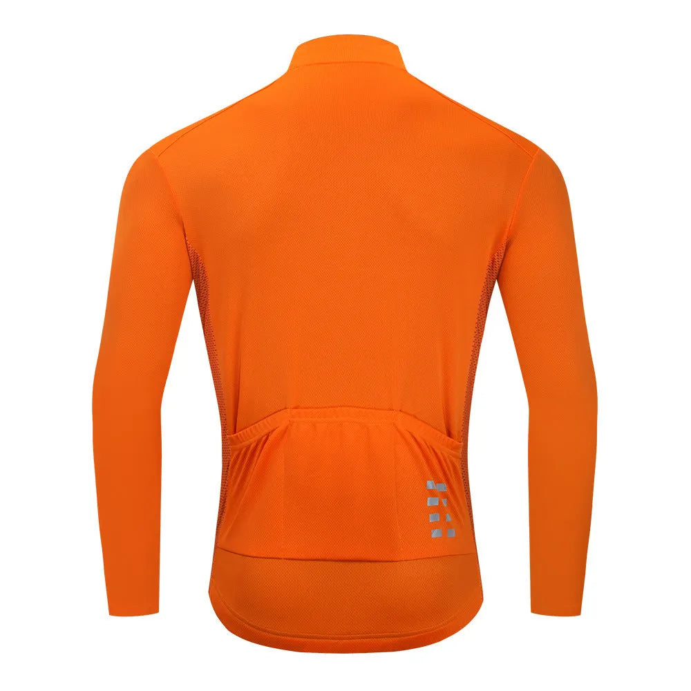 Summer men's breathable polyester cycling top in BL248 orange on white background