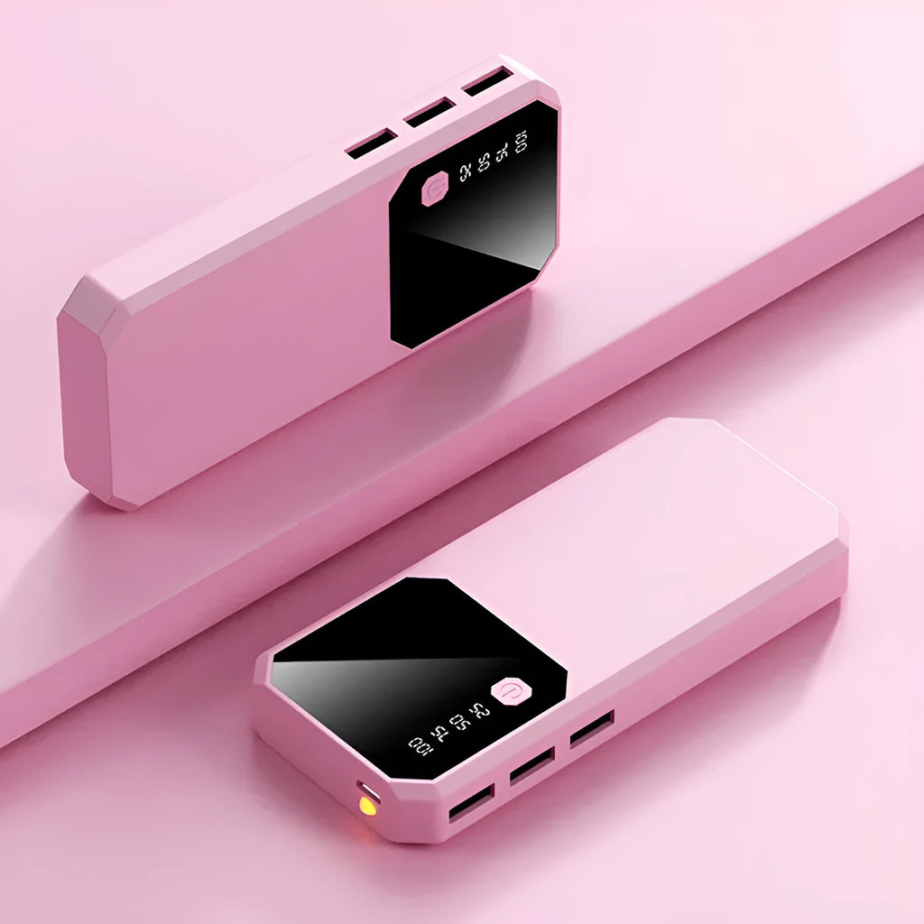 Large capacity power bank with HD display screen, 20000mAh, multi-U port, black PC+ABS casing