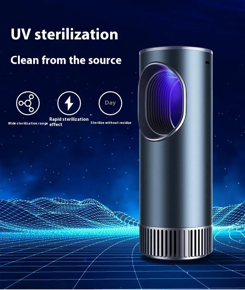Black car air purifier with formaldehyde removal function and USB power cable