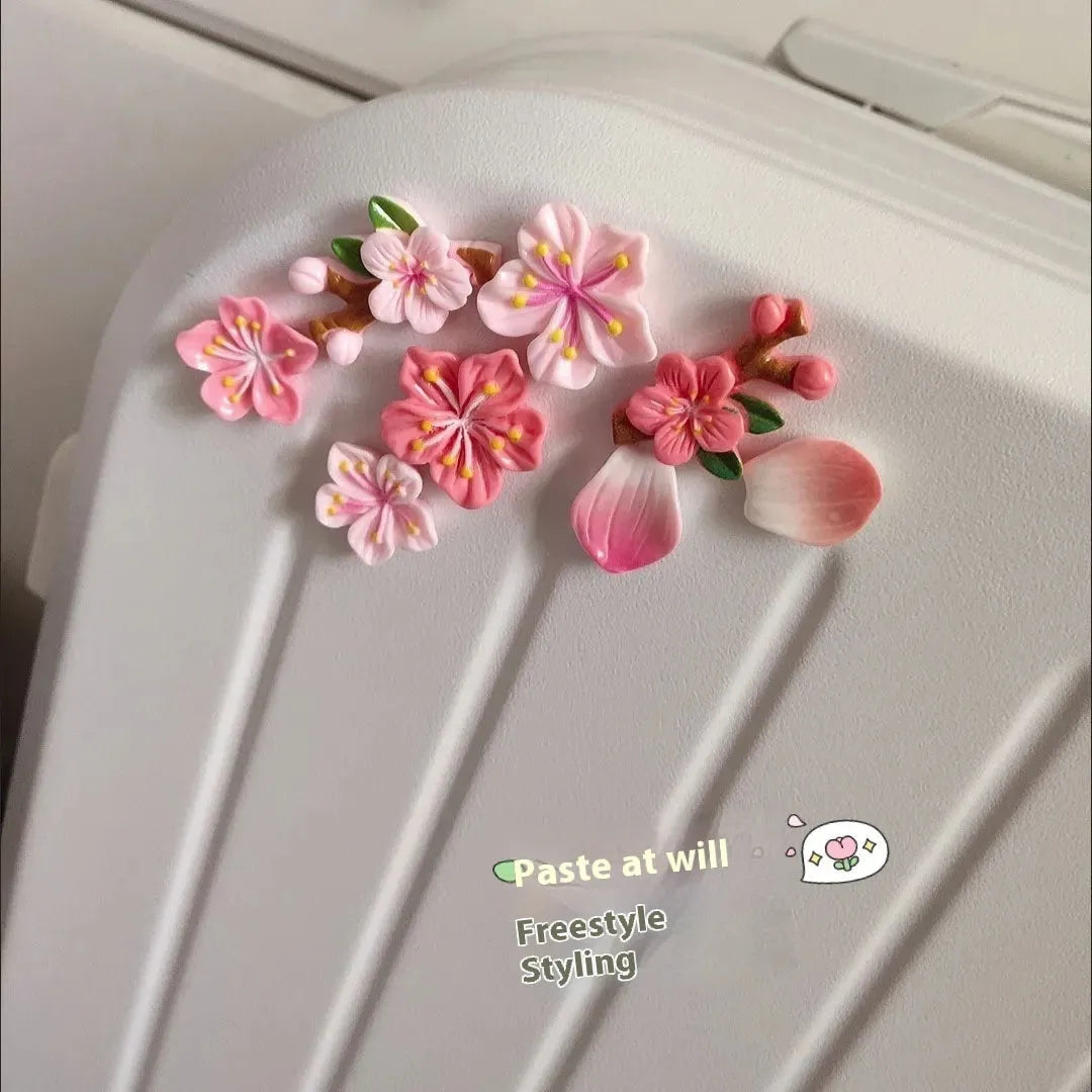 3D resin cherry blossom bumper sticker 8.2cm peach blossom pattern traceless glue