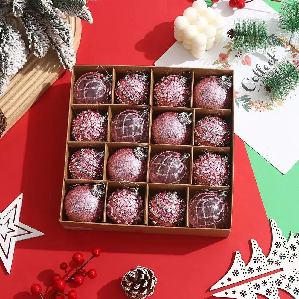 6cm handmade plastic Christmas bauble in red, pink, silver, green, champagne, white, or sky blue for tree decor