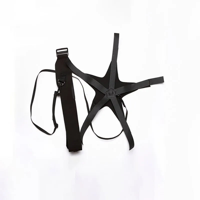 Black football training juggling belt made from diving suit fabric, shown at its full 2-metre length.