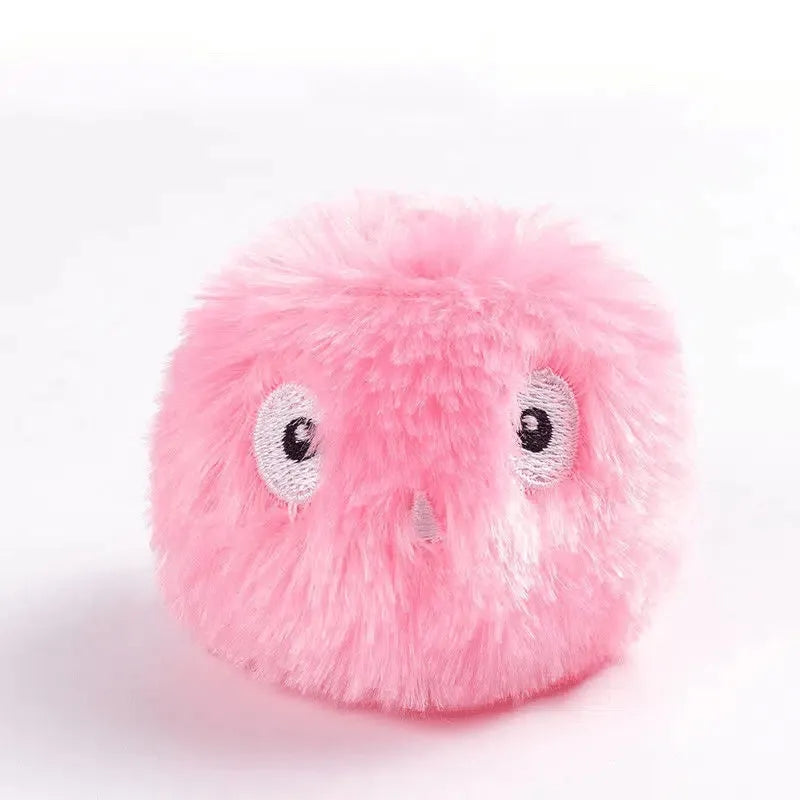 Blue, pink, and yellow interactive cat toy ball with gravity sensor for animal sounds