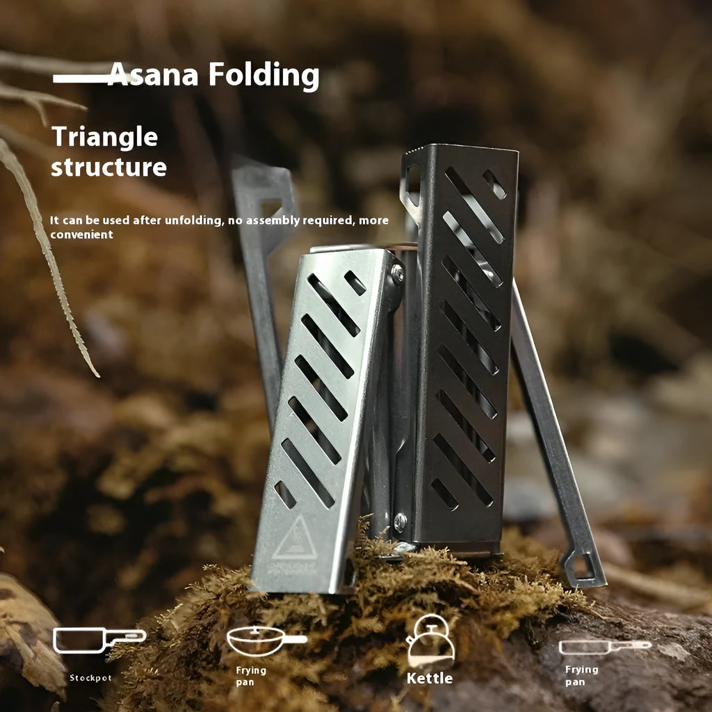 Hexagon alcohol camping stove in black or silver colour with foldable design and alloy construction