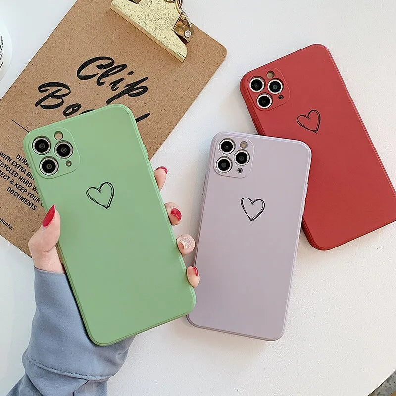 TPU silicone phone case for Apple iPhone in solid colour options including black, green, grey, light green, pink, purple, red, and white