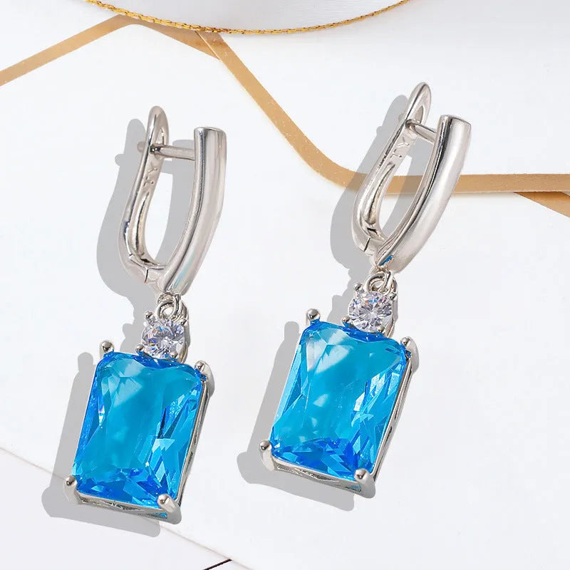 Square geometry earrings with quadrilateral design in gold or silver electroplated copper