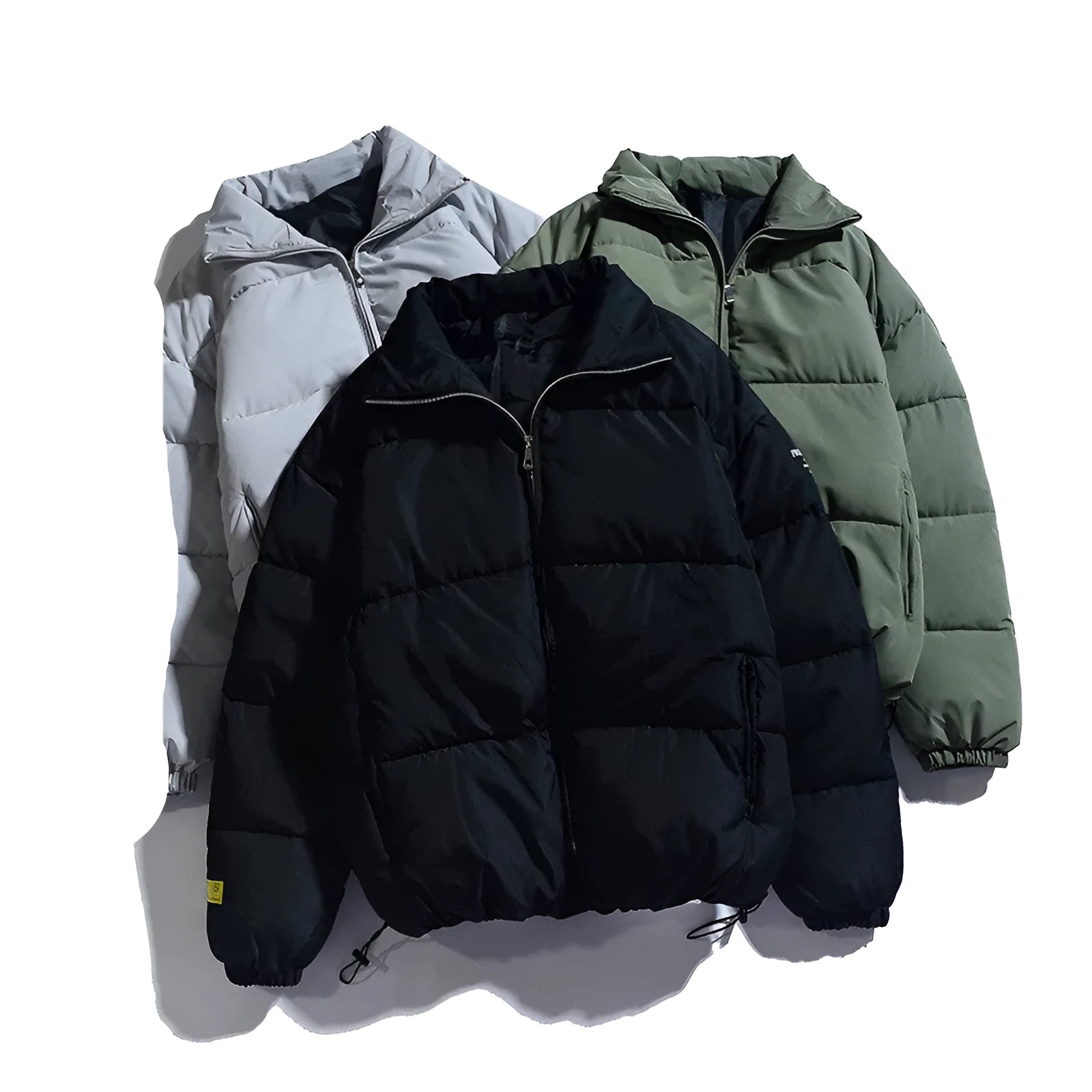 Thick polyester zip-up cardigan in black, loose fit, with zipper pockets and straight hem