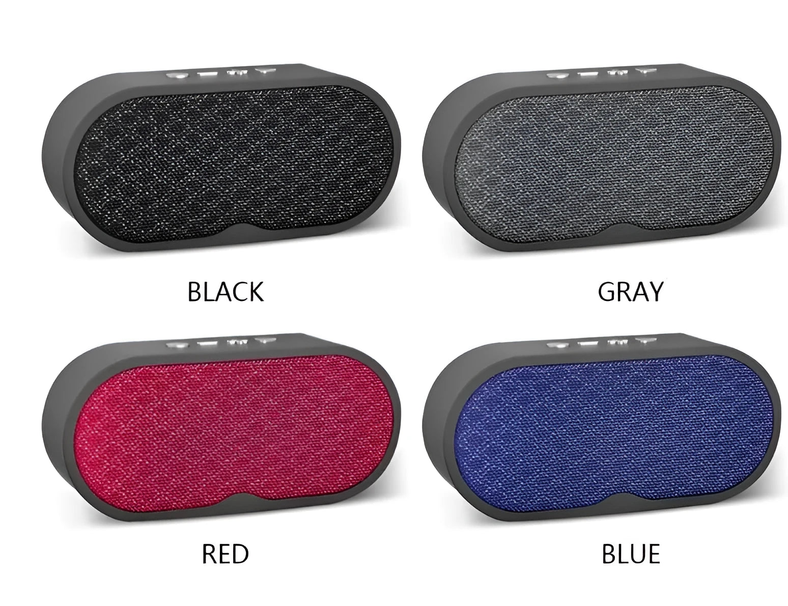 Portable grey Bluetooth speaker with HD microphone on a table