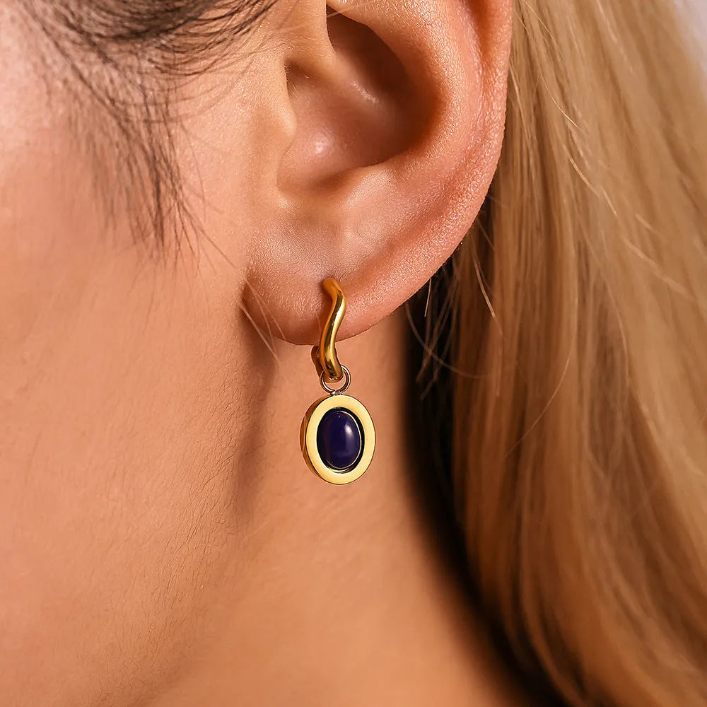 Stainless steel plated geometric eardrops earrings for women electroplating finish