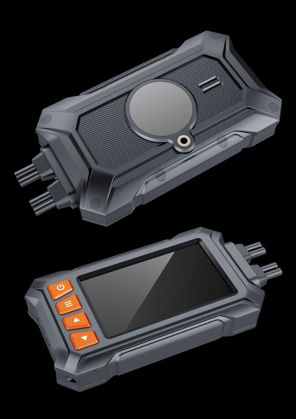 Motorcycle dash cam system with 3-inch screen, dual lenses, GPS module, and handlebar controller