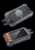 Motorcycle dash cam system with 3-inch screen, dual lenses, GPS module, and handlebar controller