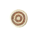 Round Japanese-style papyrus placemat with decorative tassels in natural colour