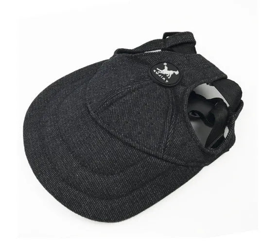 Pet baseball cap for dogs and cats in pink, red, blue, denim blue, or cowboy black, with sun-proof brim and sizes S, M, L