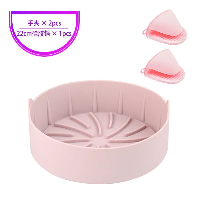 Reusable round silicone liner for air fryer 19cm nonstick BPA free dishwasher safe grey