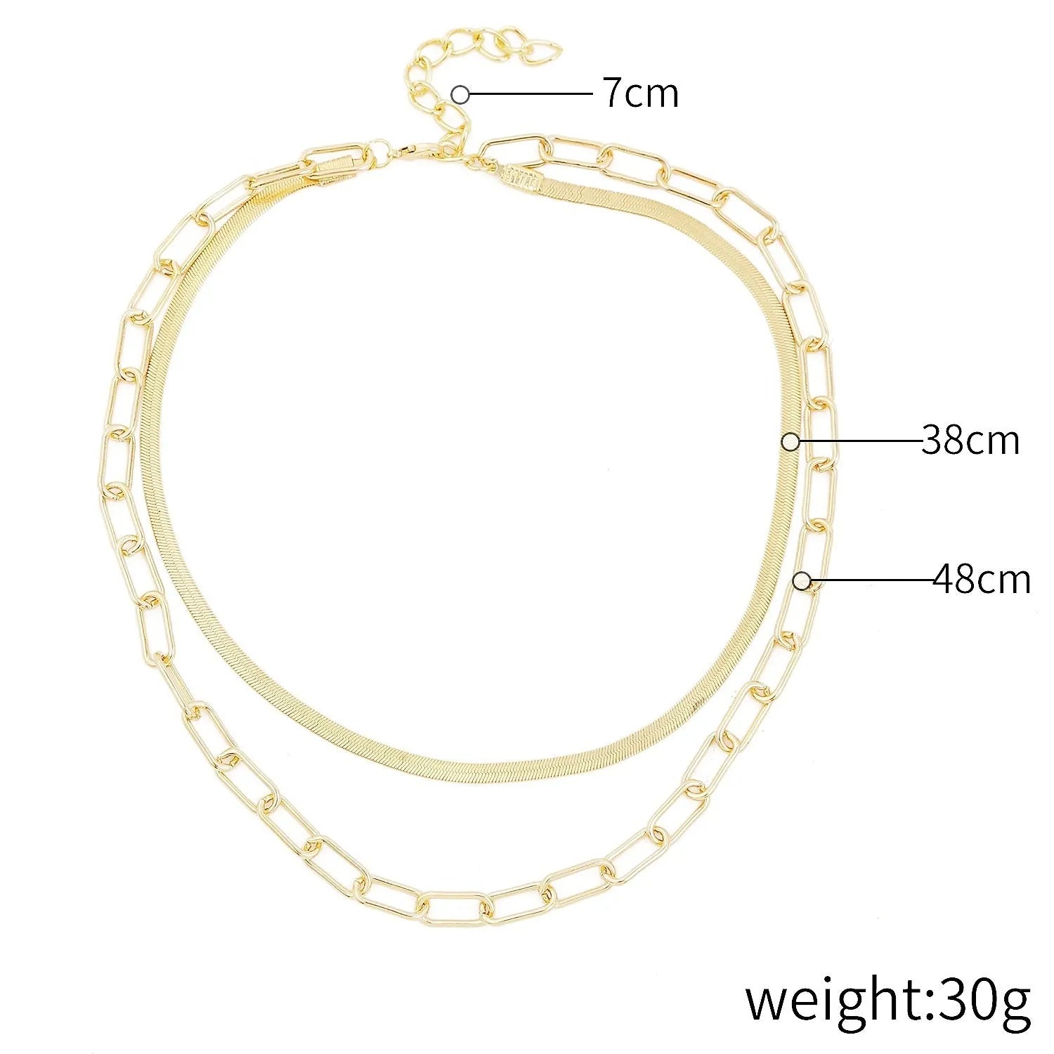 Alloy geometric twist chain necklace for women, electroplated finish, adjustable 51-80cm, ten colour options, individually packaged