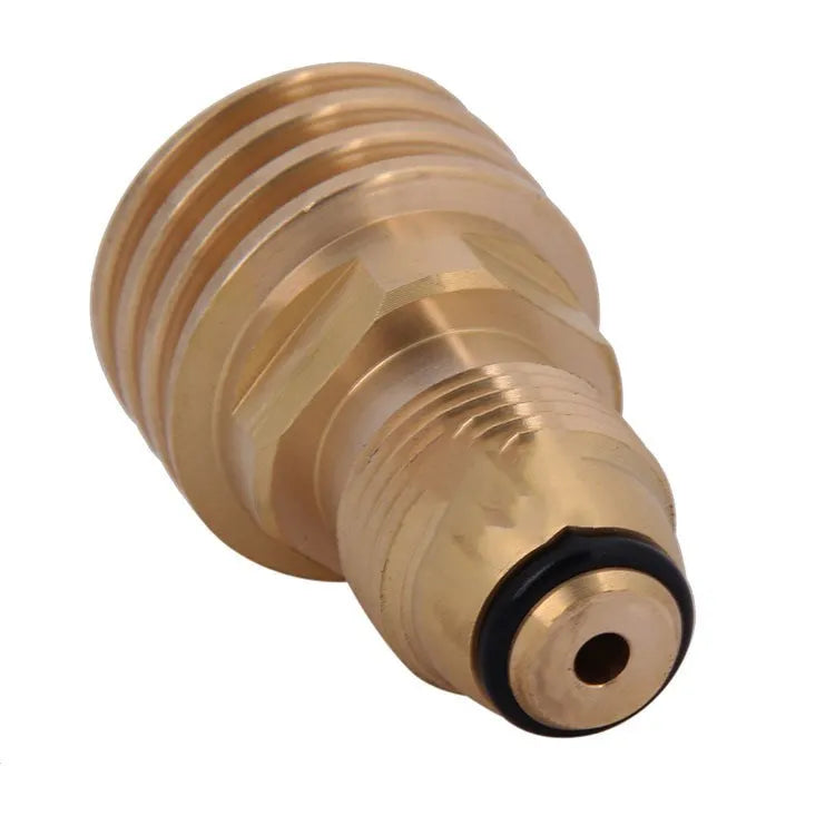 Brass gas brazier adapter with gold finish and 7mm taper external thread