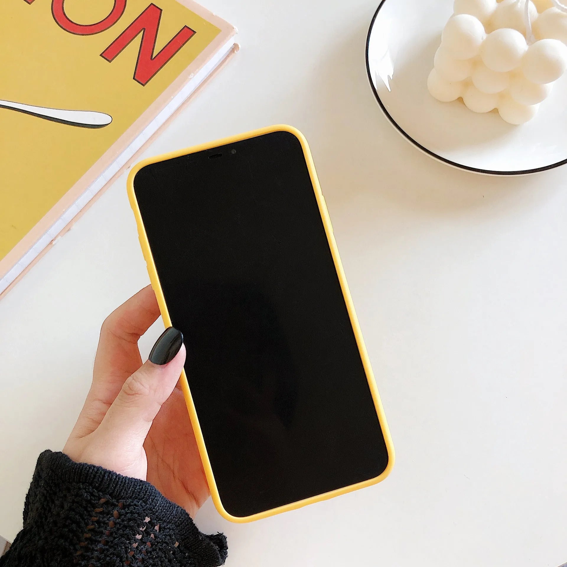 Open banana design IMD mobile phone case for iPhone models showing back cover protection