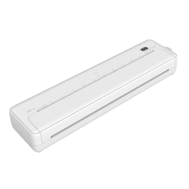 Black and white A4 portable Bluetooth printer with compact 28cm design for wireless mobile printing