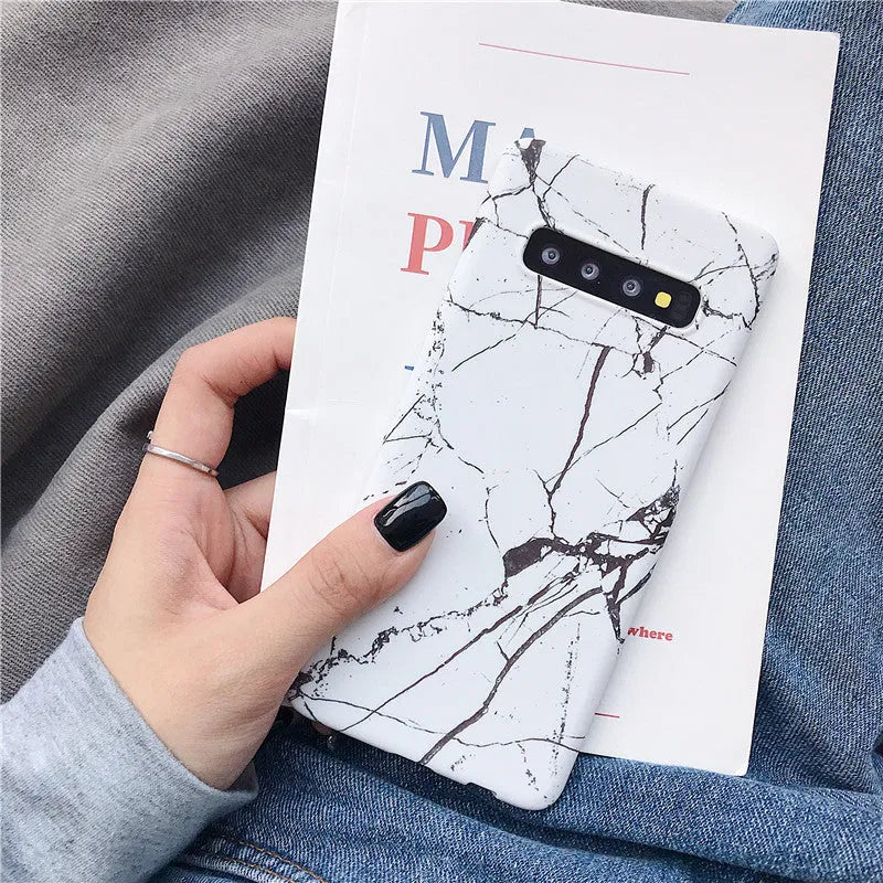 Marble pattern polycarbonate phone case for Samsung Galaxy smartphones in six colour options