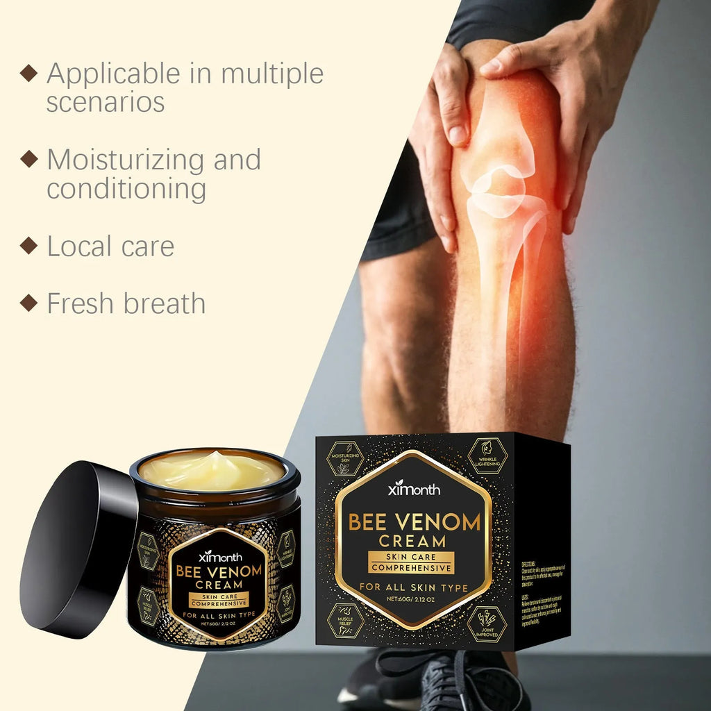 60g jar of home moisturising skincare cream with mint leaf, bee venom, tea tree oil, and cypress leaf extract
