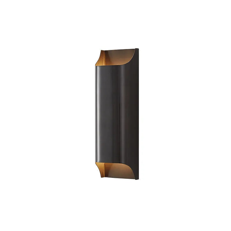 Minimalist modern copper wall lamp in black gold and natural finishes, large and small sizes.
