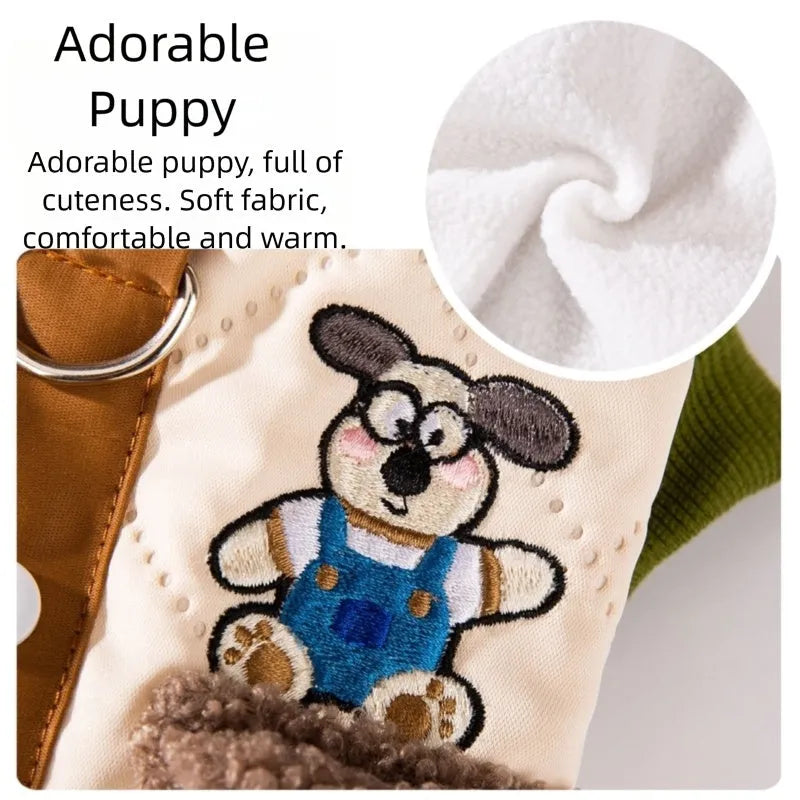 Warm thick Maillard four-legged cotton pet coat for small dogs and cats in green