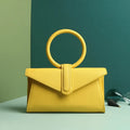 Women's one shoulder diagonal small pocket bag in two-layer cowhide with polyester lining, candy colour envelope shape