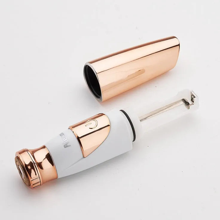 Gold lipstick electric shaver for women body hair remover with battery power and washable head